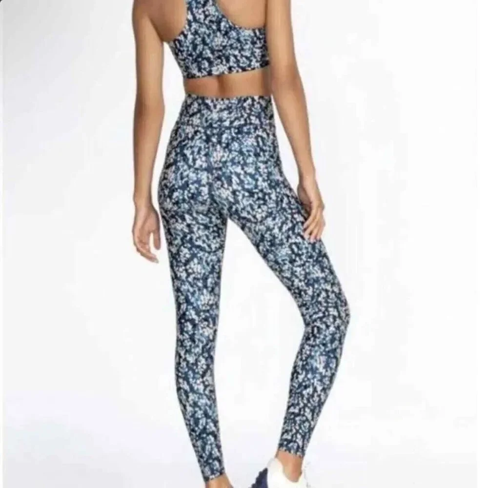 NWOT Calme x Johnny Was Endurance High Waist 7/8 Leggings Blue Speckled Medium - Picture 2 of 8